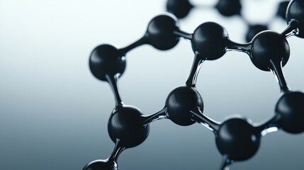 Obraz premium material science nano concept. Molecular structure with black atoms and connecting bonds on a gradient background.