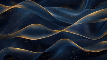 Obraz premium Navy blue Gold abstract wave line arts background vector. Luxury wall paper design for prints, wall arts and home decoration, cover and packaging design.