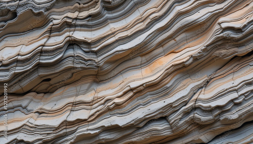 Poster layered rock formation texture. flowing sedimentary strata displaying natural waves and curves. ligh