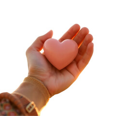 Obraz premium Holding a pink Heart in Hand Symbolizing Love