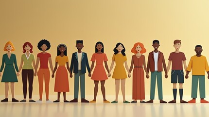 Diverse Group of Diverse Individuals Holding Hands Against a Warm Background