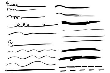 手描きの文字の下の線　アンダーラインセット　ベクター