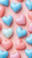 Obraz premium Colorful heart-shaped candies sweet treat celebration fun party playful environment top-down view love concept