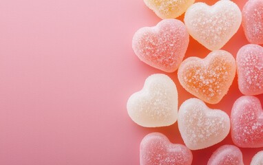 Fototapeta premium Delightful heart-shaped gummies studio setting food photography sweet environment aesthetic view love concept