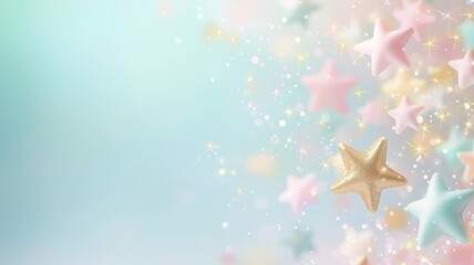 Celebration of colorful stars dreamy background digital art whimsical atmosphere close-up fantasy concept