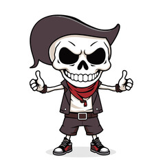 a skull emoji wearing a hat, a red bandana, and a leather jacket.
