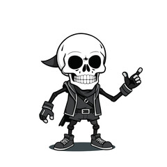 Skull emoji wearing a a bandana, and a leather jacket.