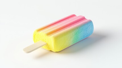 Rainbow Ice Pop on White Background: A Summer Treat