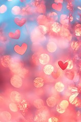 Abstract pink bokeh. Modern simple flat sign. wall map love Heart