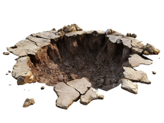 Large Crater in Ground