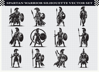 Spartan Warrior Silhouette Vector Set