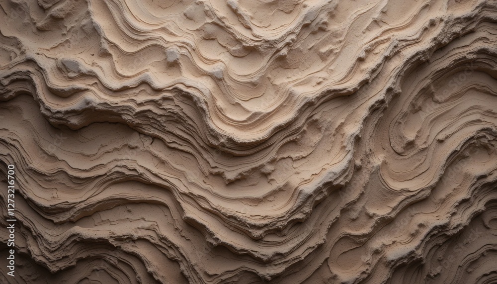 Poster layered sandstone texture. soft beige and cream waves. undulating ridges create depth and movement. 