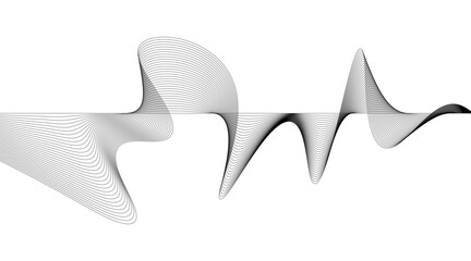 Vector wave lines smooth flowing dynamic black gradient isolated on white background for concept of technology, digital, communication, science, music