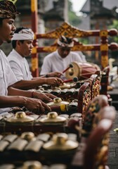 Obraz premium Balinese Gamelan Musicians Performing Traditional Music