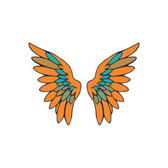 Colorful angel wings illustration for fantasy, tattoo, and spiritual design