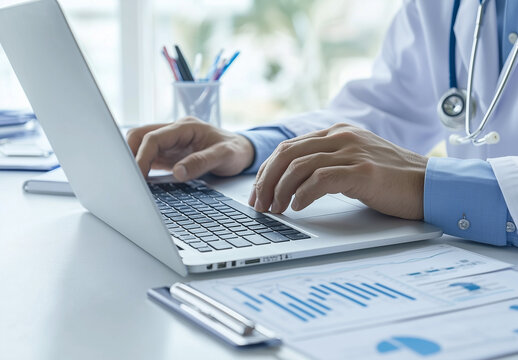 Medical doctor entering data of a clinical study