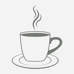 Icon cup of coffee on a saucer. Vector illustration