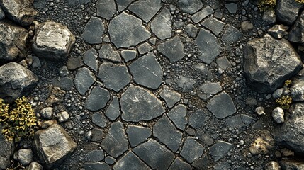 Rugged stone pathway amidst rocky terrain