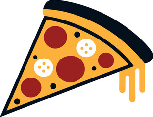 pizza vector illustration, delicious cute pizza slice with colored doodle style