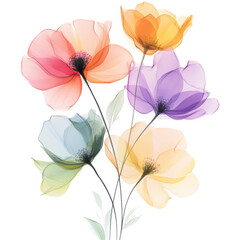 Watercolor Abstract Flowers clipart. Isolated Watercolor Element illustration. Detailed illustration