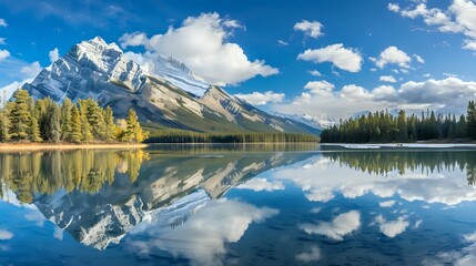Mountain Lake Reflection: Autumn Scenery
