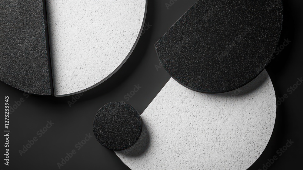 Poster abstract black and white circular forms composition