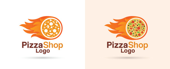 Pizza shop vector logo design