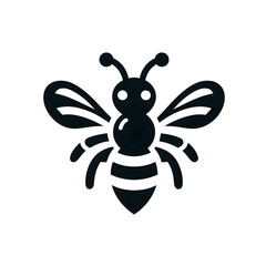 Fototapeta premium Flat and minimalist bee logo icon of silhouette design isolated on white background