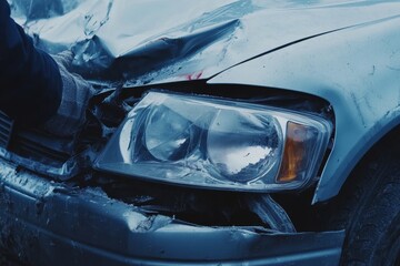 Insurance Agent Examining Car After Accident, 