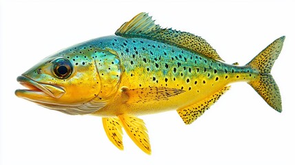 Yellow-gold fish, ocean wildlife, isolated on white, aquatic life, seafood imagery