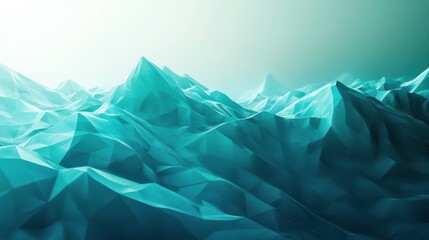 Creative turquoise polygonal mountains background. Technology concept. 3D Rendering