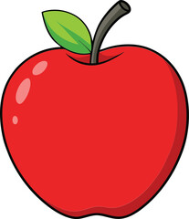 Red apple vector illustration, fresh fruit design, juicy apple clipart, healthy food icon, organic natural fruit, glossy apple graphic, isolated edible fruit artwork.