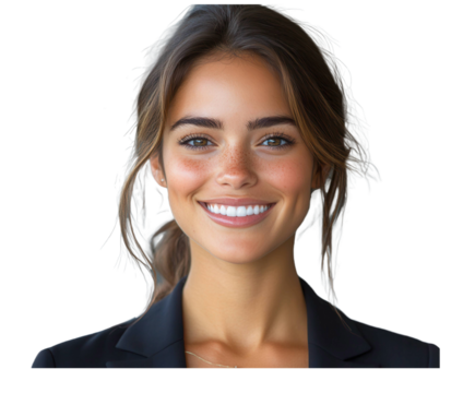 Cheerful Young Businesswoman With Bright Smile And Black Blazer