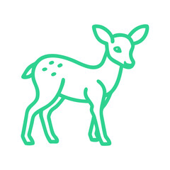 Cute Icon fawn standing in a meadow for the spring concept
