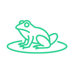 Cute Icon frog sitting on a lily pad for the spring concept
