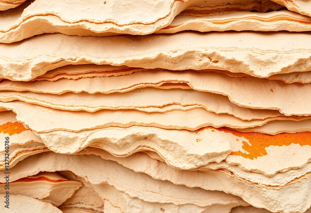 Aufkleber Abstract Texture. Delicate Layers of Creamy Beige Material. Organic Wavy Edges Create a Natural. Subtle Variation with Hints of Orange. Earthy Background for Design Projects and Creative Uses.