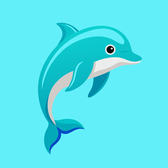 Fototapeta premium Playful Dolphin Leaping in Vibrant Ocean Waters Digital Art Underwater Environment Bright and Cheerful Viewpoint