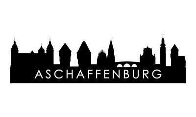 Aschaffenburg skyline silhouette. Black Aschaffenburg city design isolated on white background. 
