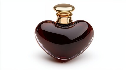 Dark Amber Heart Shaped Perfume Bottle With Gold Cap