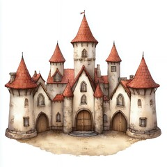 Detailed Medieval Castle Illustration