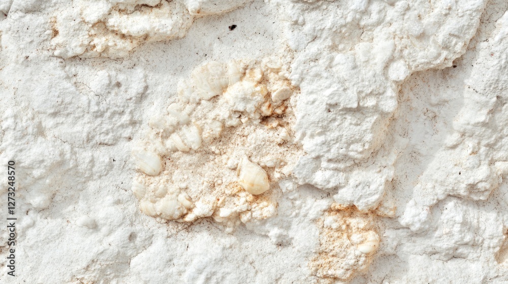Poster White Rock Surface With Embedded Fossils