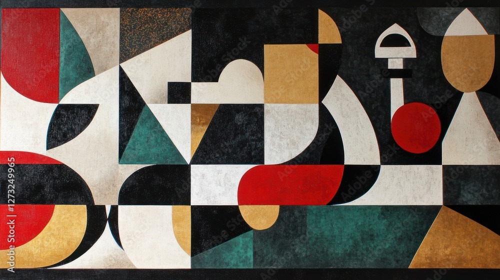 Aufkleber geometric shapes create abstract composition with shades of red
