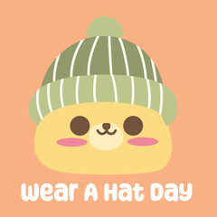 Wear a hat day vector design for celebration. Suitable for background, template, social media, poster, flyer design, flat illustration, banner, etc