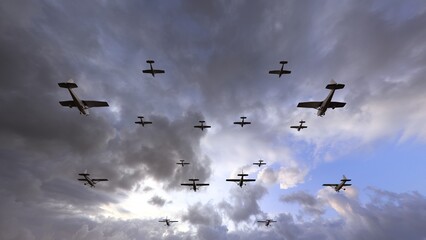 airplanes flying in the sky