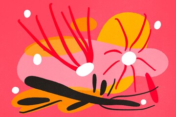 Bright abstract artwork featuring bold shapes and vibrant colors in a modern composition