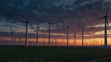 Fototapeta premium Wind Turbine Farm at Twilight
