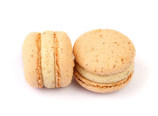 Macaron cookies isolated on white background with clipping path