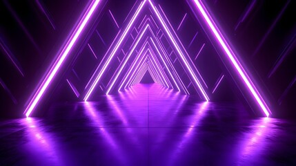 Neon Triangle Corridor Glows Brightly