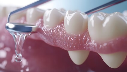 Dental cleaning, water, mouth, teeth, close-up, instrument,  background