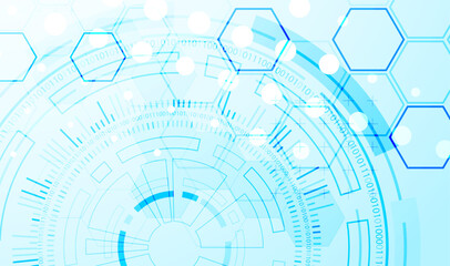 Obraz premium Abstraction on the theme of tech circles. Scientific and technological background. Blue gradient on the background.